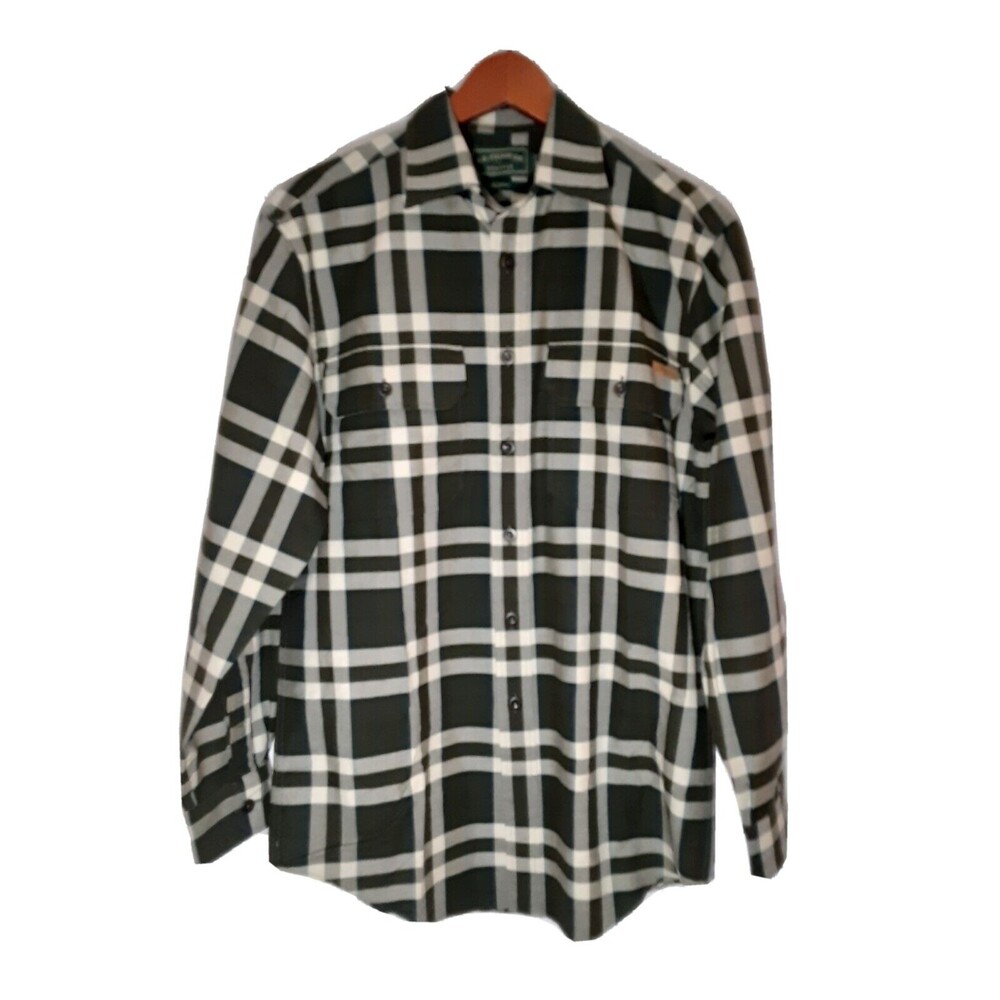 C.C. Filson Brown Green Lightweight Flannel Long Sleeve Shirt With  Size Small
